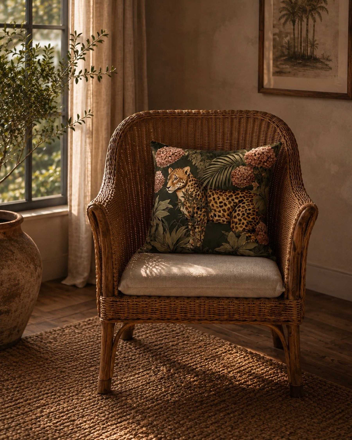 VanillaFly tyynynpäällinen Floral Leopard sametti 50x50 cm